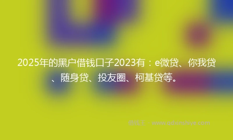 2025年的黑户借钱口子2023有：e微贷、你我贷、随身贷、投友圈、柯基贷等。