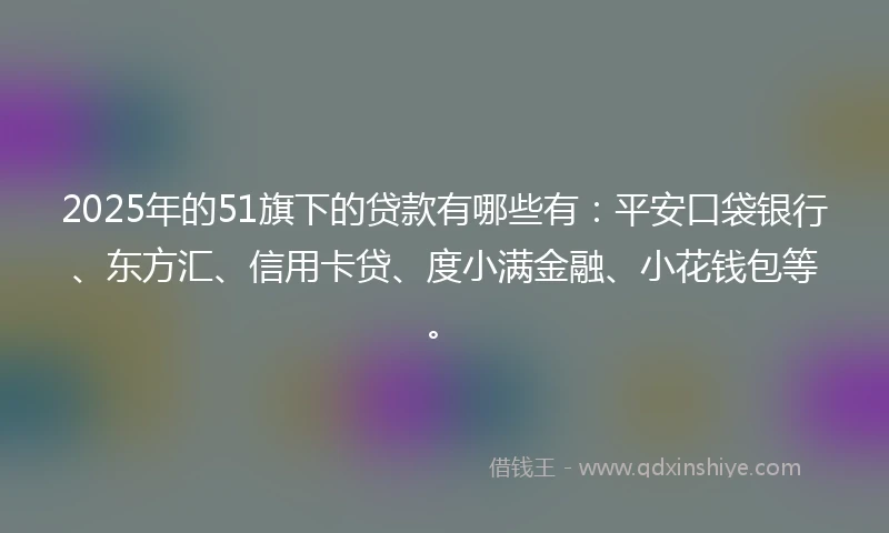 2025年的51旗下的贷款有哪些有：平安口袋银行、东方汇、信用卡贷、度小满金融、小花钱包等。