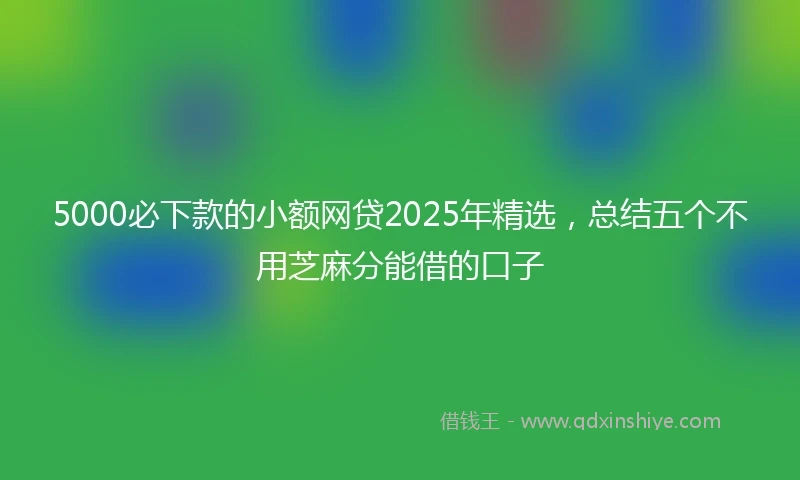 5000必下款的小额网贷2025年精选，总结五个不用芝麻分能借的口子