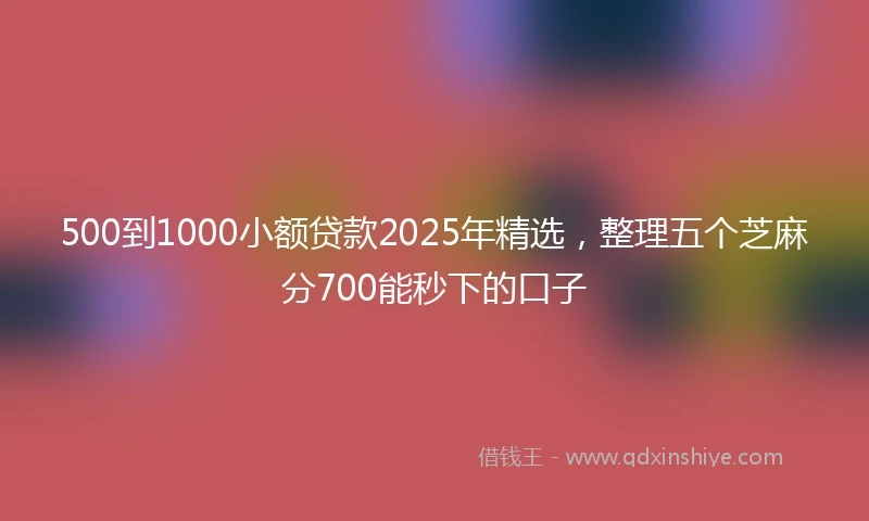 500到1000小额贷款2025年精选，整理五个芝麻分700能秒下的口子