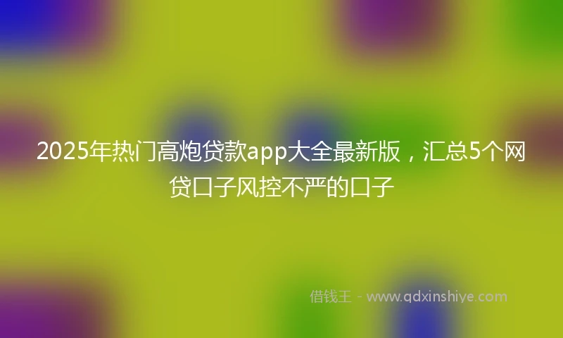 2025年热门高炮贷款app大全最新版，汇总5个网贷口子风控不严的口子