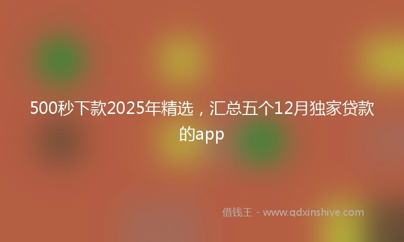 500秒下款2025年精选，汇总五个12月独家贷款的app