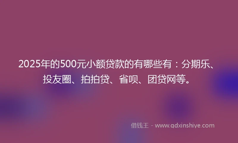 2025年的500元小额贷款的有哪些有：分期乐、投友圈、拍拍贷、省呗、团贷网等。