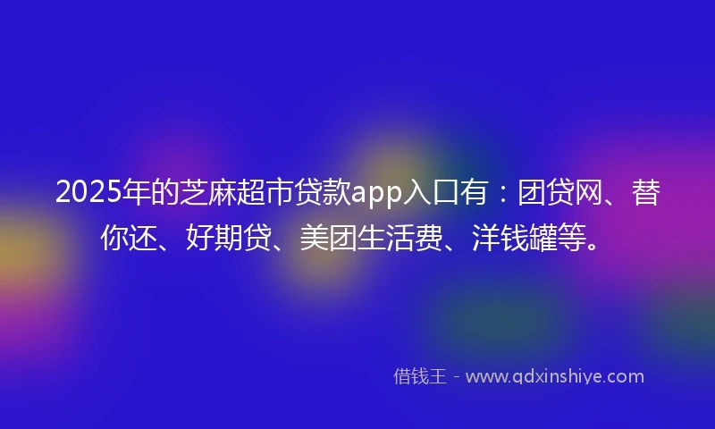 2025年的芝麻超市贷款app入口有：团贷网、替你还、好期贷、美团生活费、洋钱罐等。