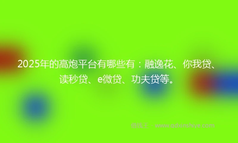 2025年的高炮平台有哪些有：融逸花、你我贷、读秒贷、e微贷、功夫贷等。
