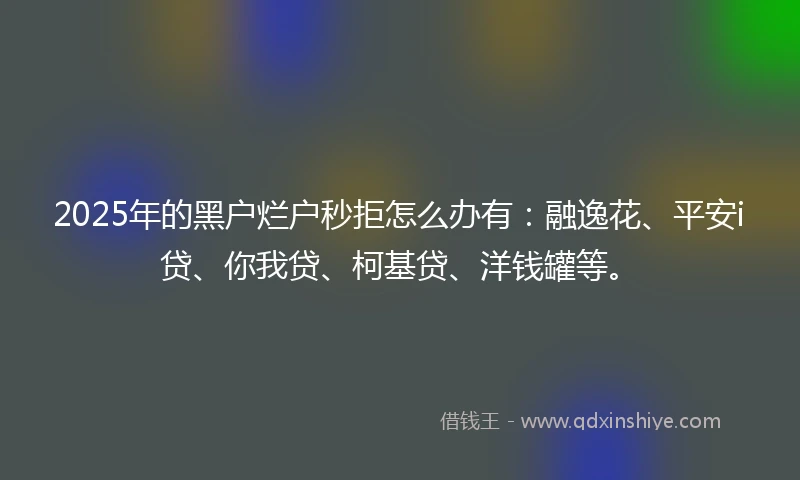 2025年的黑户烂户秒拒怎么办有：融逸花、平安i贷、你我贷、柯基贷、洋钱罐等。
