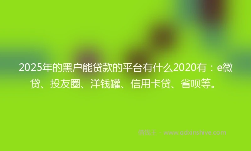 2025年的黑户能贷款的平台有什么2020有：e微贷、投友圈、洋钱罐、信用卡贷、省呗等。