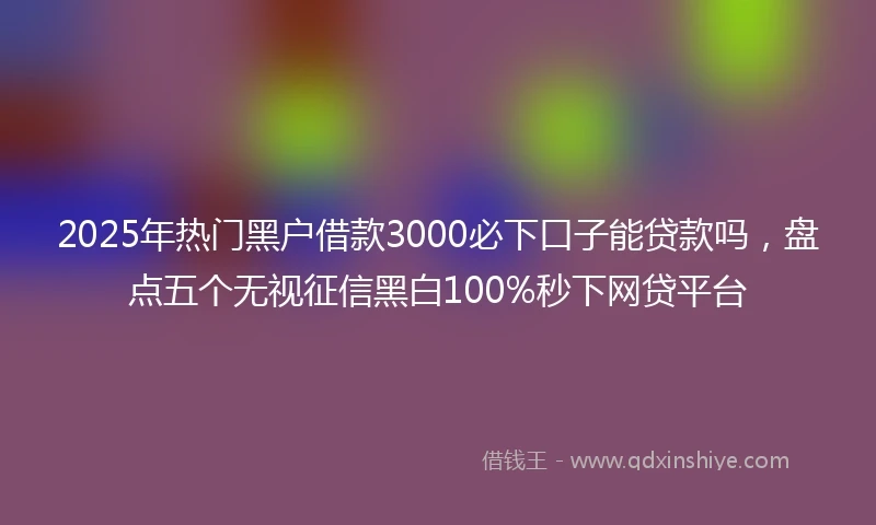 2025年热门黑户借款3000必下口子能贷款吗，盘点五个无视征信黑白100%秒下网贷平台