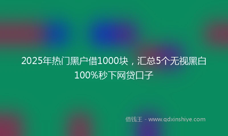 2025年热门黑户借1000块，汇总5个无视黑白100%秒下网贷口子