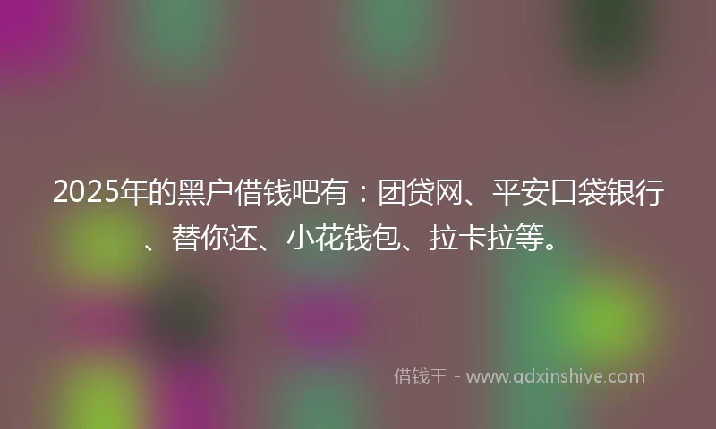 2025年的黑户借钱吧有：团贷网、平安口袋银行、替你还、小花钱包、拉卡拉等。