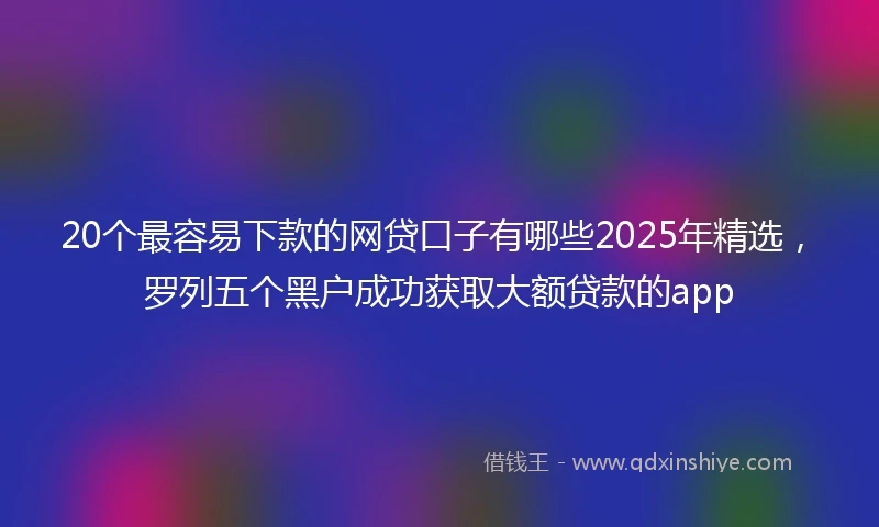 20个最容易下款的网贷口子有哪些2025年精选，罗列五个黑户成功获取大额贷款的app