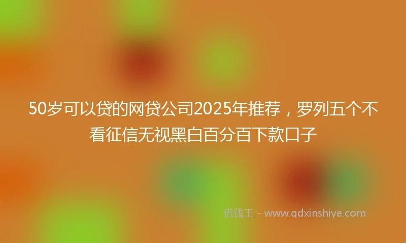 50岁可以贷的网贷公司2025年推荐,罗列五个不看征信无视黑白百分百下款口子