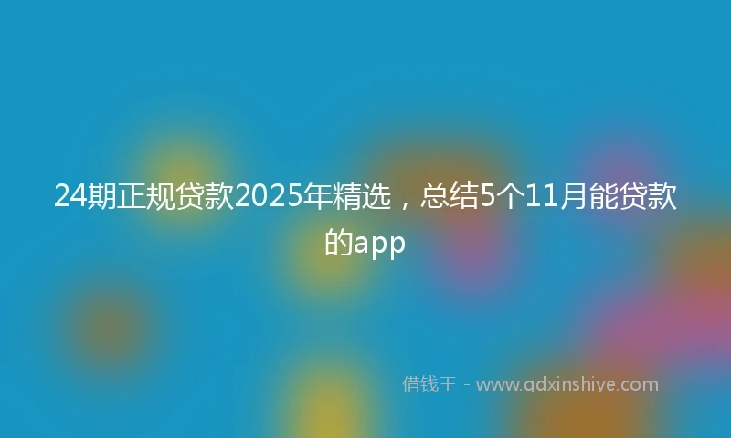 24期正规贷款2025年精选，总结5个11月能贷款的app