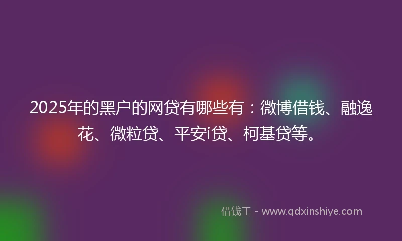 2025年的黑户的网贷有哪些有：微博借钱、融逸花、微粒贷、平安i贷、柯基贷等。