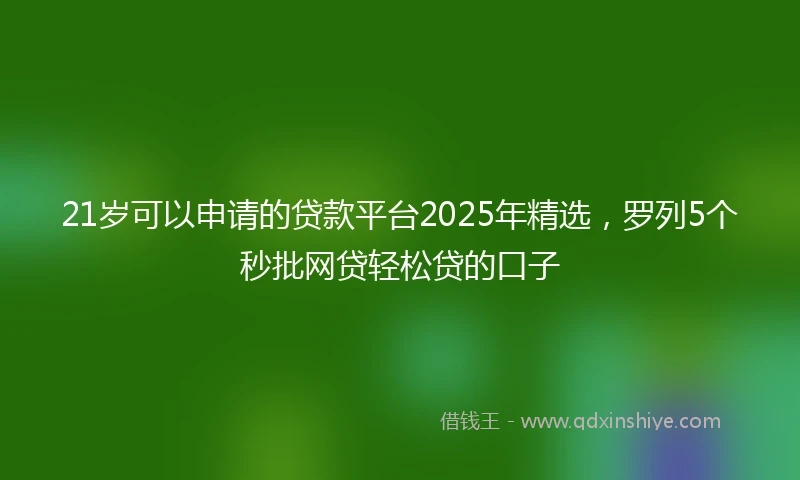 21岁可以申请的贷款平台2025年精选，罗列5个秒批网贷轻松贷的口子