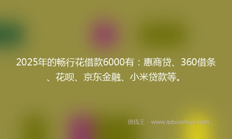 2025年的畅行花借款6000有：惠商贷、360借条、花呗、京东金融、小米贷款等。
