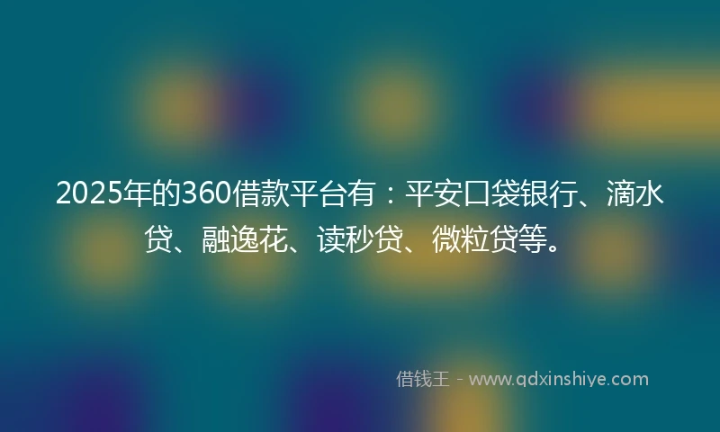 2025年的360借款平台有：平安口袋银行、滴水贷、融逸花、读秒贷、微粒贷等。