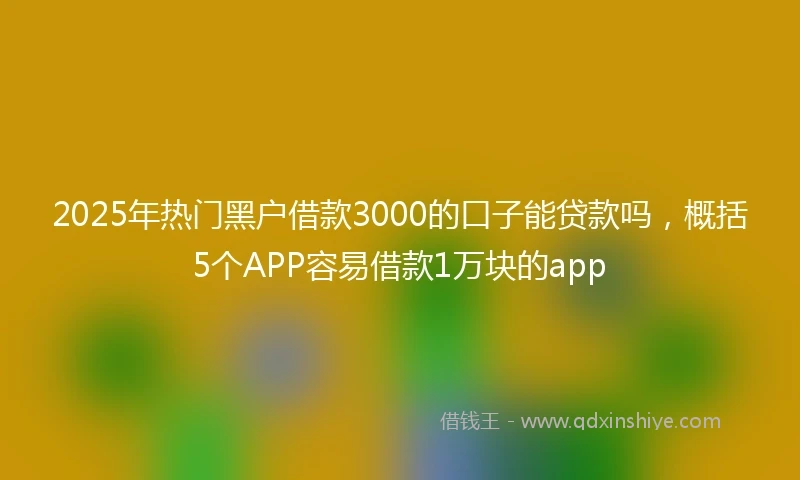 2025年热门黑户借款3000的口子能贷款吗，概括5个APP容易借款1万块的app