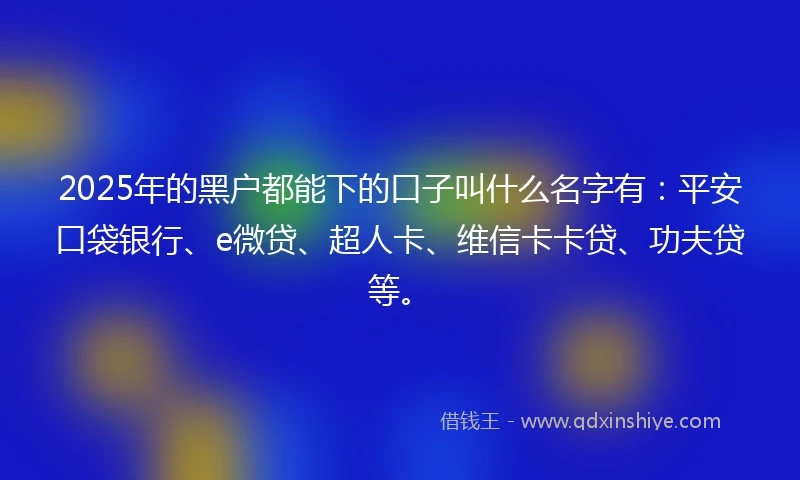 2025年的黑户都能下的口子叫什么名字有：平安口袋银行、e微贷、超人卡、维信卡卡贷、功夫贷等。