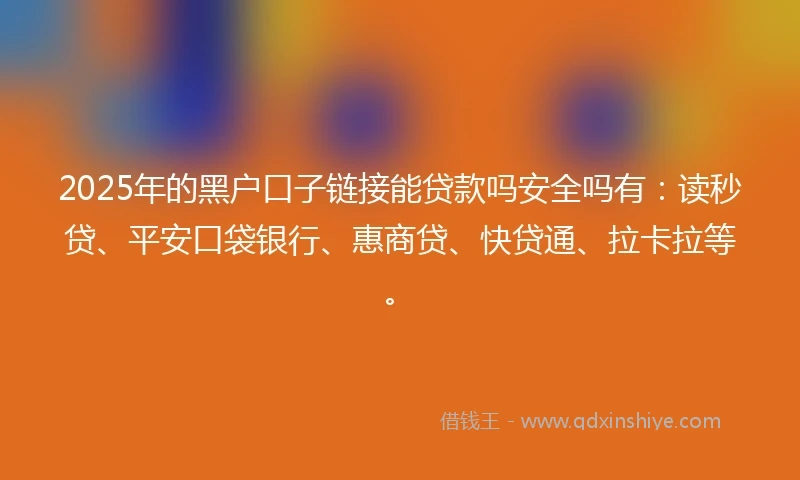 2025年的黑户口子链接能贷款吗安全吗有：读秒贷、平安口袋银行、惠商贷、快贷通、拉卡拉等。