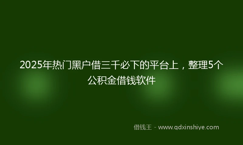 2025年热门黑户借三千必下的平台上，整理5个公积金借钱软件
