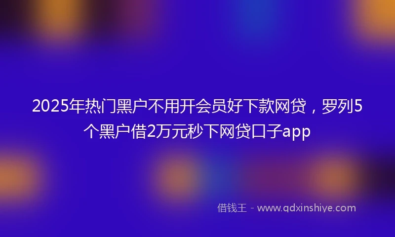 2025年热门黑户不用开会员好下款网贷，罗列5个黑户借2万元秒下网贷口子app