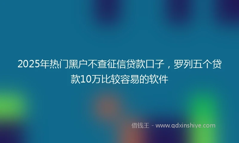 2025年热门黑户不查征信贷款口子，罗列五个贷款10万比较容易的软件