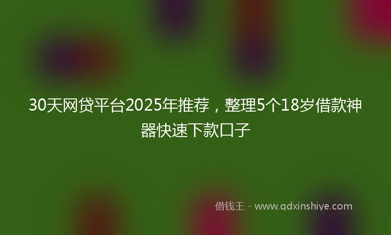 30天网贷平台2025年推荐，整理5个18岁借款神器快速下款口子
