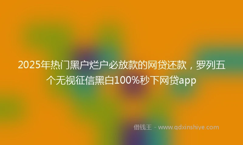 2025年热门黑户烂户必放款的网贷还款，罗列五个无视征信黑白100%秒下网贷app