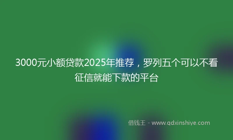 3000元小额贷款2025年推荐，罗列五个可以不看征信就能下款的平台