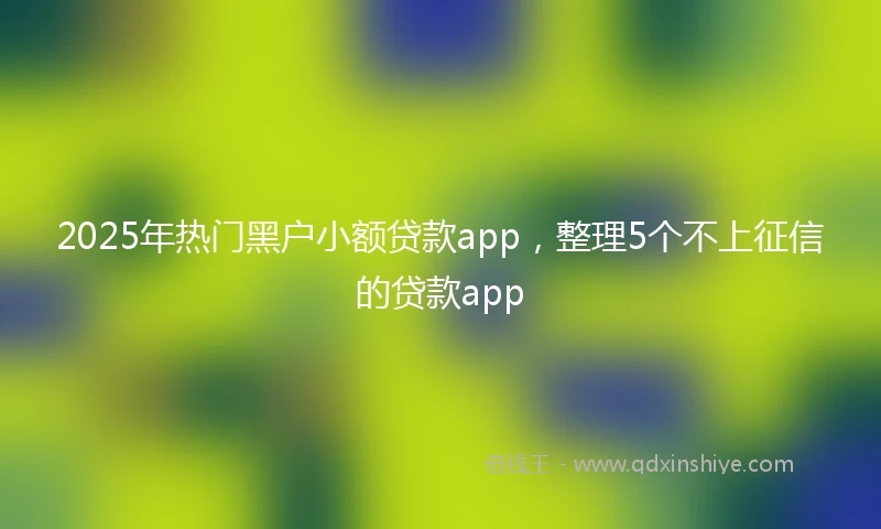 2025年热门黑户小额贷款app，整理5个不上征信的贷款app