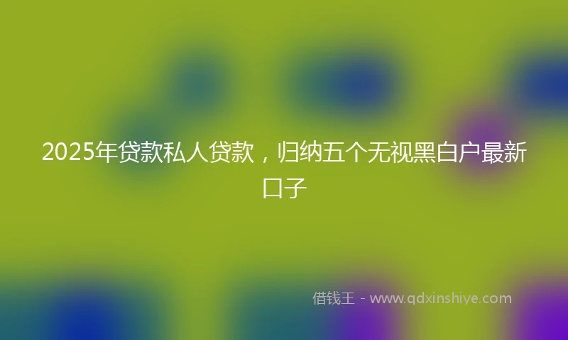 2025年贷款私人贷款，归纳五个无视黑白户最新口子