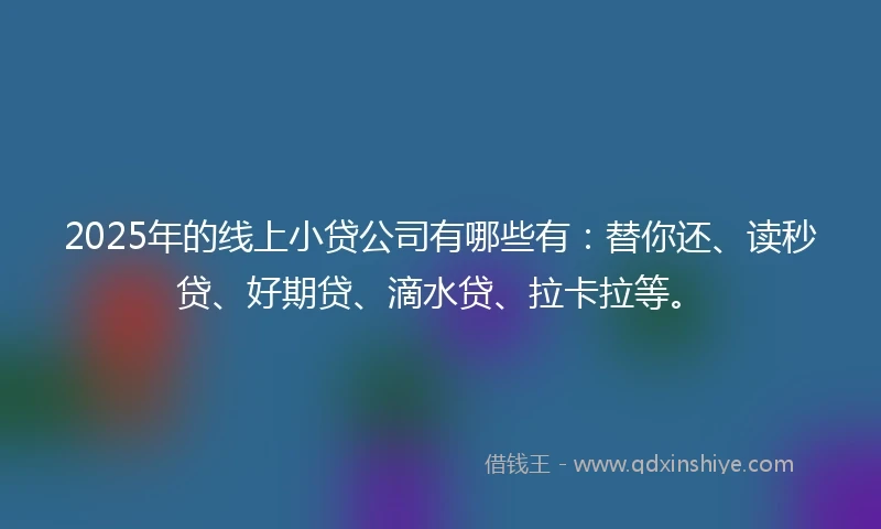2025年的线上小贷公司有哪些有：替你还、读秒贷、好期贷、滴水贷、拉卡拉等。
