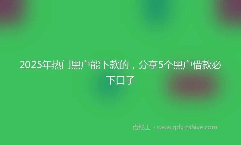 2025年热门黑户能下款的，分享5个黑户借款必下口子