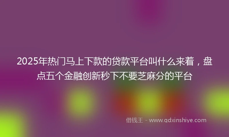 2025年热门马上下款的贷款平台叫什么来着，盘点五个金融创新秒下不要芝麻分的平台
