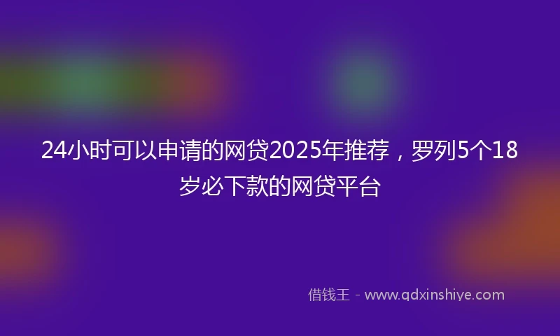 24小时可以申请的网贷2025年推荐，罗列5个18岁必下款的网贷平台