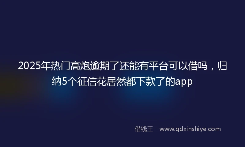 2025年热门高炮逾期了还能有平台可以借吗，归纳5个征信花居然都下款了的app