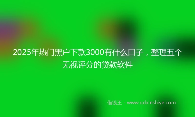 2025年热门黑户下款3000有什么口子，整理五个无视评分的贷款软件