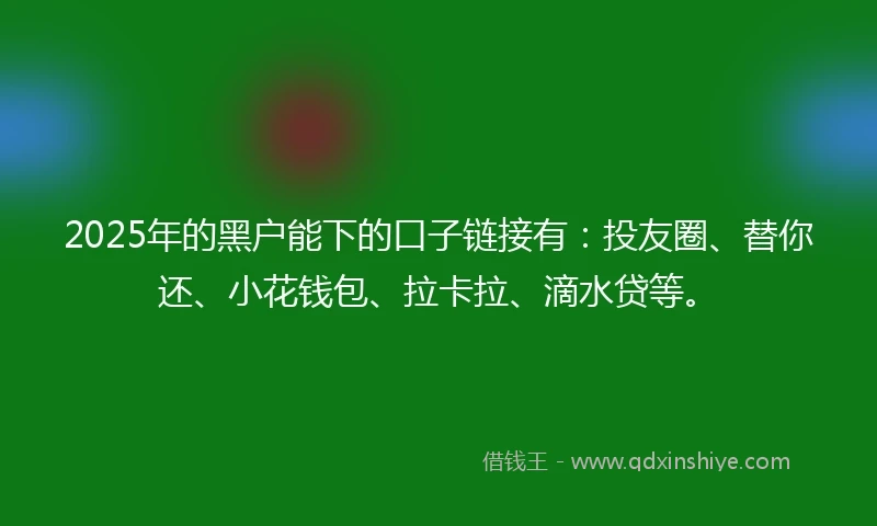 2025年的黑户能下的口子链接有：投友圈、替你还、小花钱包、拉卡拉、滴水贷等。