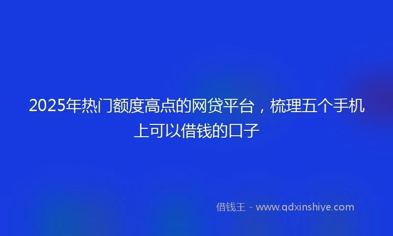 2025年热门额度高点的网贷平台，梳理五个手机上可以借钱的口子