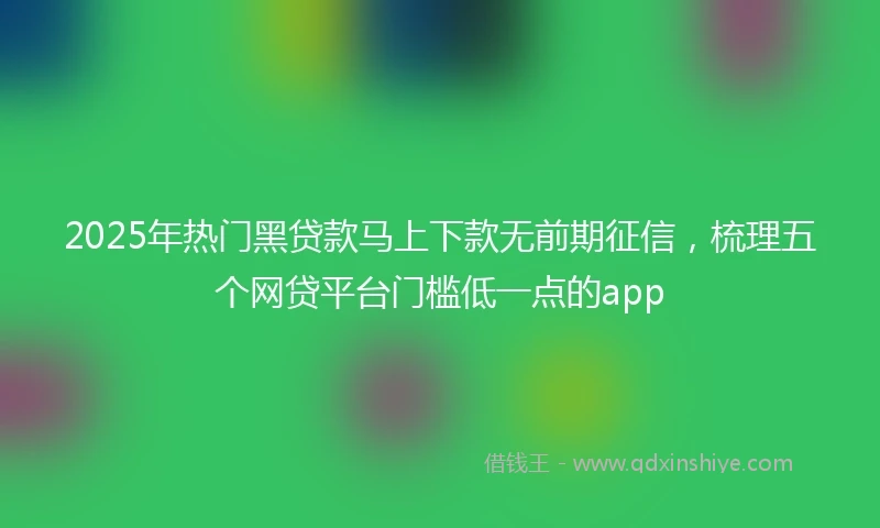 2025年热门黑贷款马上下款无前期征信，梳理五个网贷平台门槛低一点的app