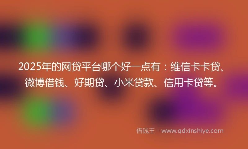 2025年的网贷平台哪个好一点有：维信卡卡贷、微博借钱、好期贷、小米贷款、信用卡贷等。