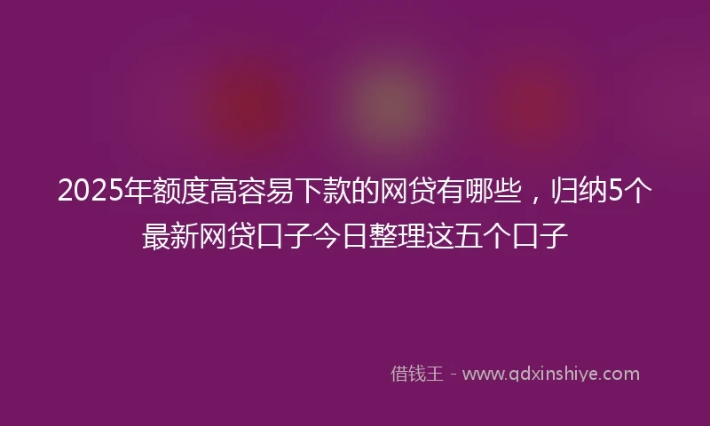 2025年额度高容易下款的网贷有哪些，归纳5个最新网贷口子今日整理这五个口子