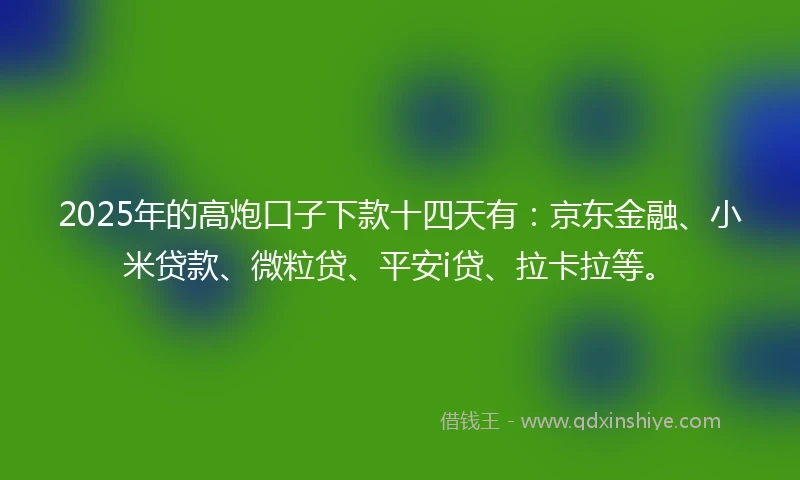 2025年的高炮口子下款十四天有：京东金融、小米贷款、微粒贷、平安i贷、拉卡拉等。