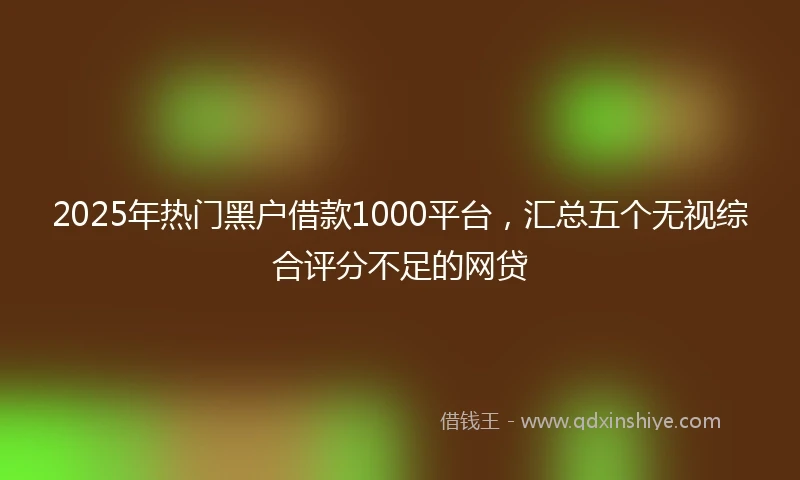 2025年热门黑户借款1000平台，汇总五个无视综合评分不足的网贷