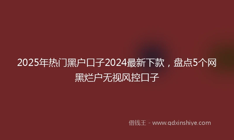 2025年热门黑户口子2024最新下款，盘点5个网黑烂户无视风控口子