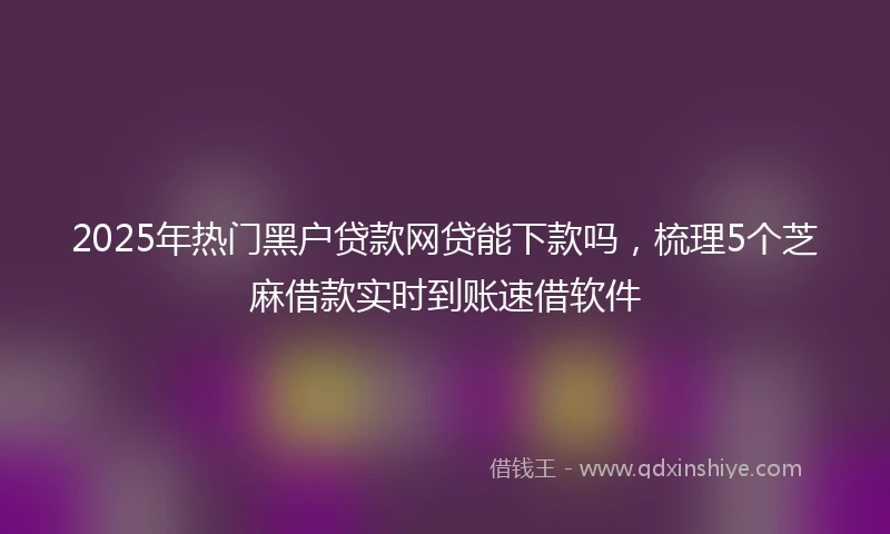 2025年热门黑户贷款网贷能下款吗，梳理5个芝麻借款实时到账速借软件
