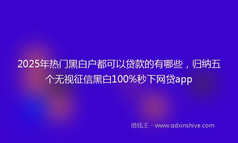 2025年热门黑白户都可以贷款的有哪些，归纳五个无视征信黑白100%秒下网贷app