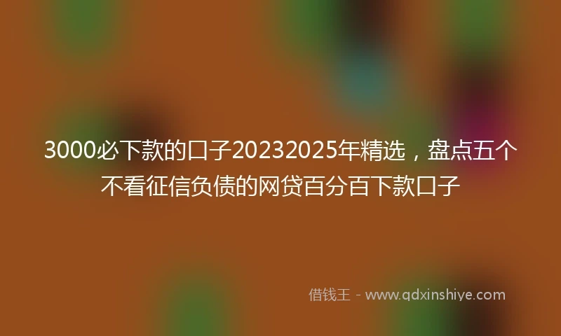 3000必下款的口子20232025年精选，盘点五个不看征信负债的网贷百分百下款口子
