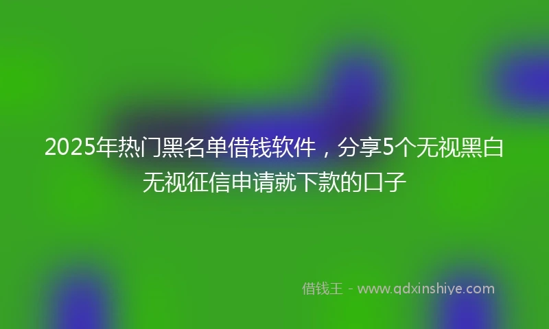 2025年热门黑名单借钱软件，分享5个无视黑白无视征信申请就下款的口子